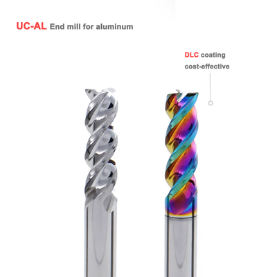 Mata End Mill Karbida Berlapis DLC 3 Flute untuk Pemotongan CNC Aluminium